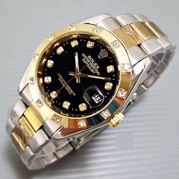 Grosiran Jam Tangan Rolex Pria Automatic PSA65225 Analog Tali Rantai Tanggal Aktif Free Box (COD)