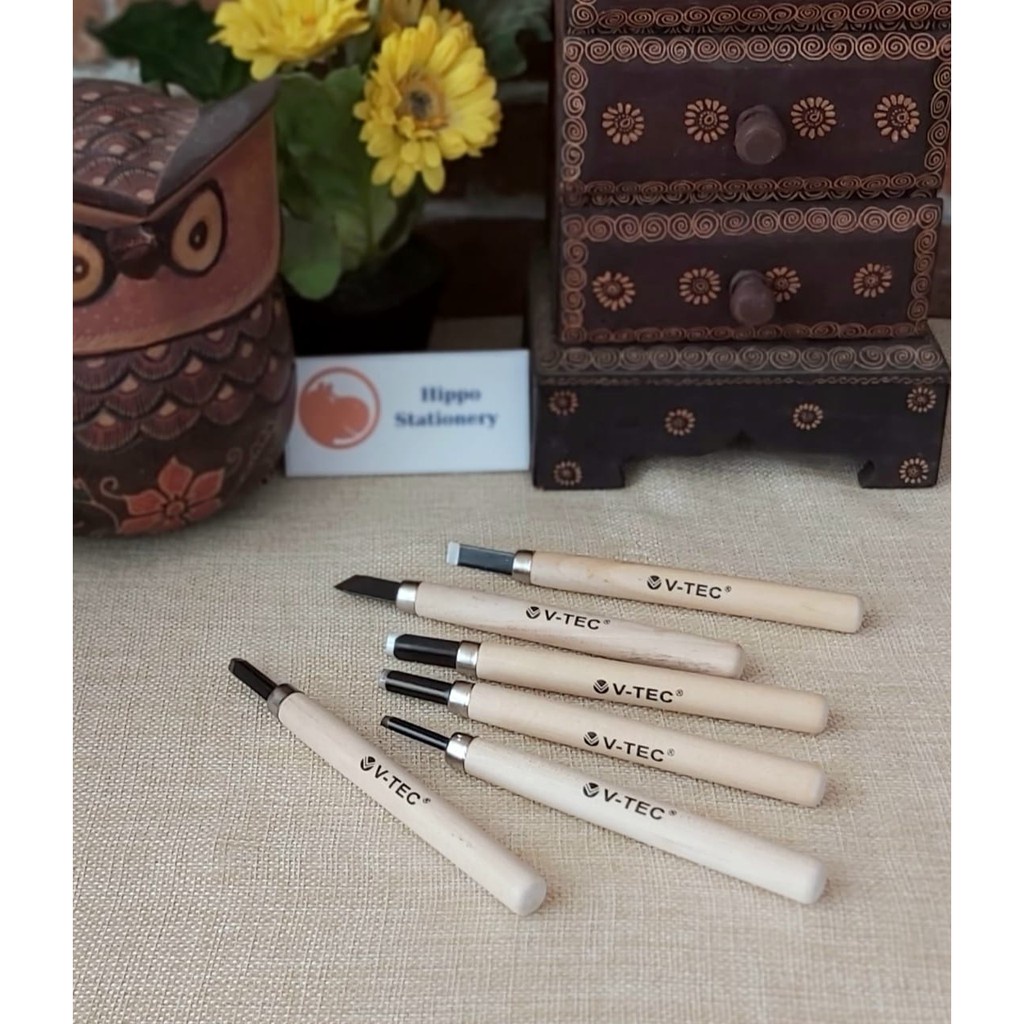 V-tec Professional Art Material Wood Carying Chisel / Pisau Ukir Type Set 6 pcs - 2003-6