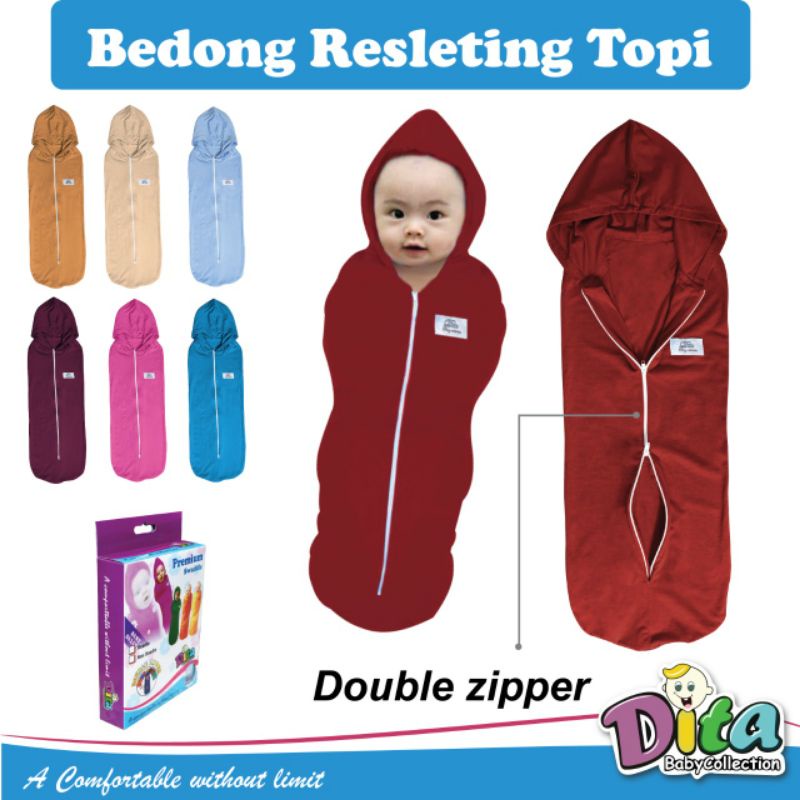 SNI PREMIUM Bedong instan Resleting Topi dita MOONS CARE Bedong topi dita bedong swaddle Instant lampin