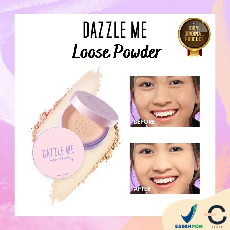 [ORI &amp; BPOM] DAZZLE ME Always Setting Loose Powder BPOM | Super Soft Smooth Bedak Tabur Natural Translucent Kosmetik | Dazzle Me Loose Powder Bedak Tabur Bedak Padat