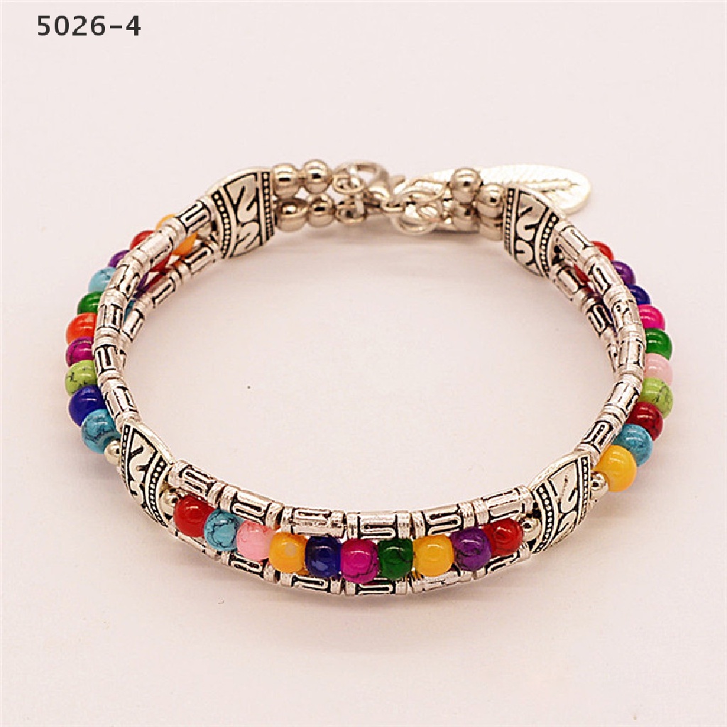 5026-4 Fashion Tibetan Silver Feather Bangle Women Gypsy Turquoise Vintage Bohemian Bracelet 5026-4