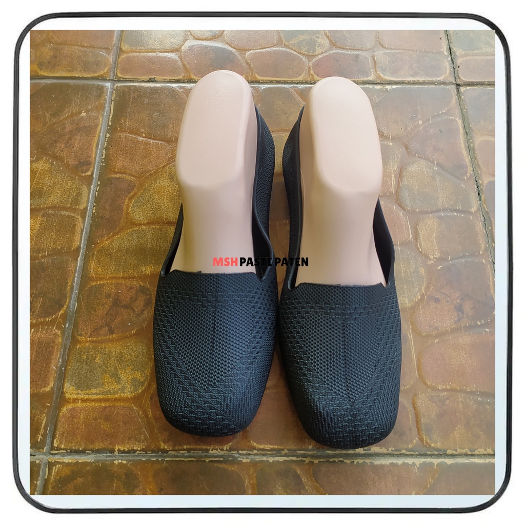 Flatshoes hitam wanita bahan karet ori hys nf 767 ukuran 36-41 Sepatu pantofel wanita