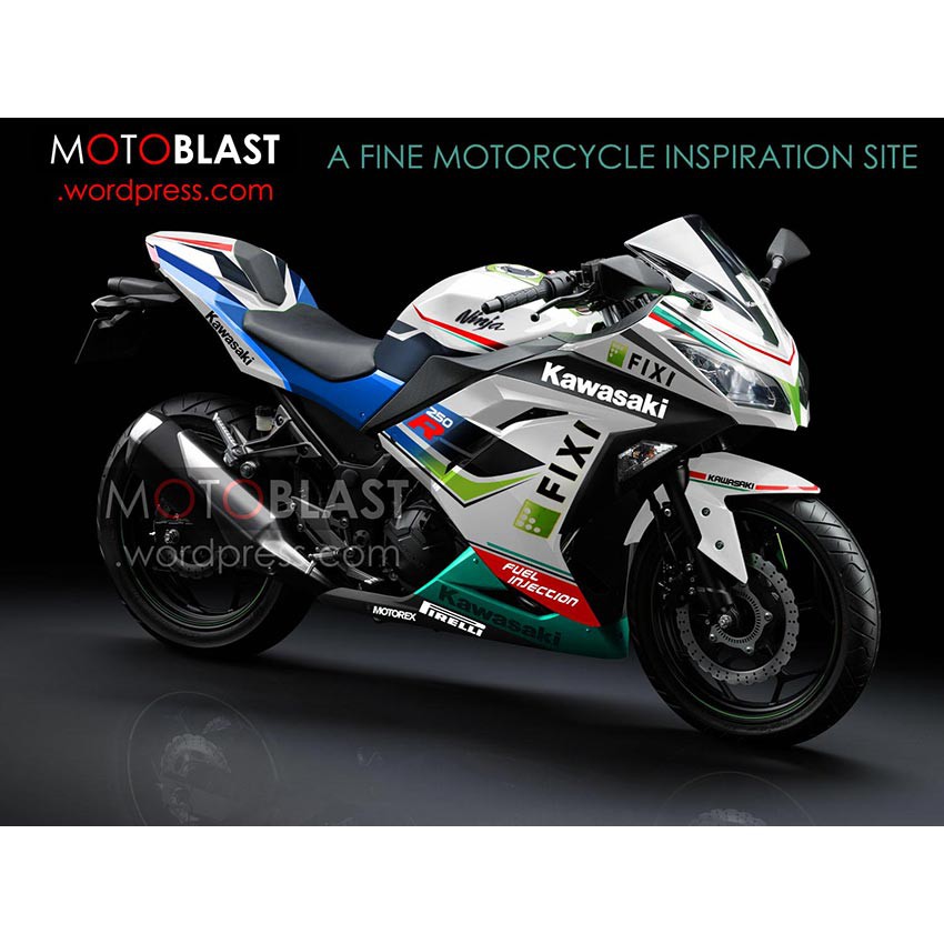 Decal Stiker NINJA 250R FI LIVERY WHITE WSBK FULL BODY MOTOBLAST