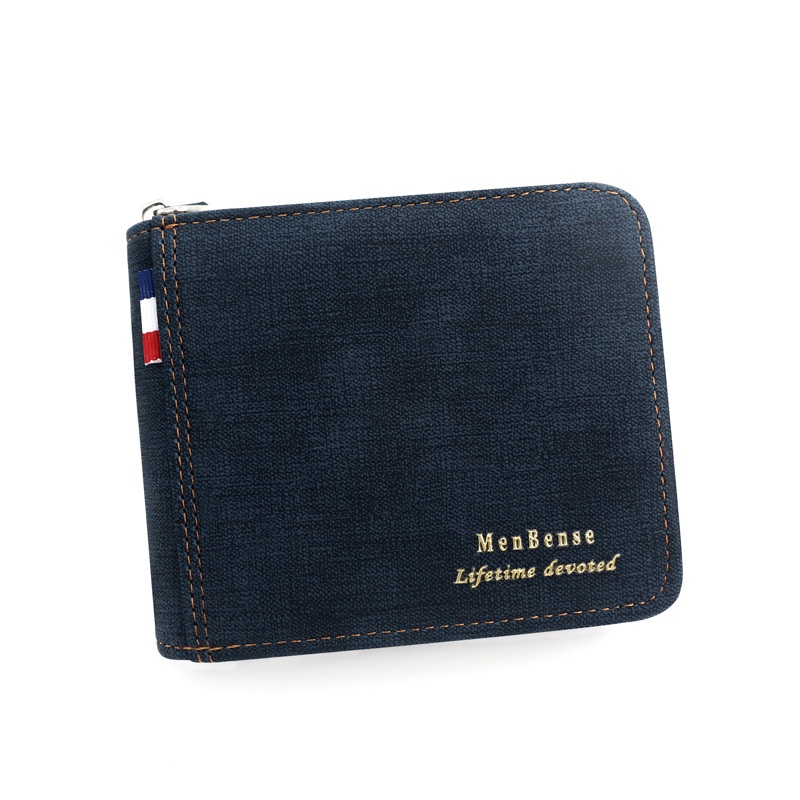 BISA COD MEN BENSE Dompet Pria Wanita Model Pendek Resleting Luar Bahan Kulit Sintetis Original-5510 BLUE