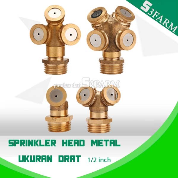 SPRINKLER CABANG MIST NOZZLE HEAD SPRAYER KUNINGAN ALAT SIRAM 1 2 3 4