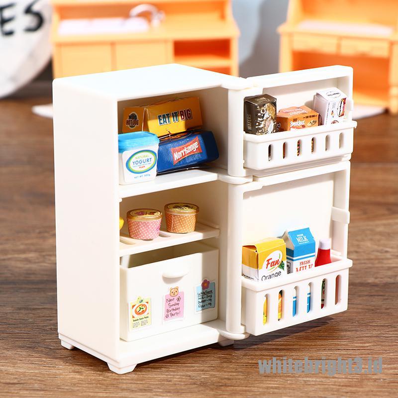 (white3) 16pcs / Set Mainan Miniatur Freezer / Kulkas Skala 1: 12 Untuk Dekorasi Rumah Boneka