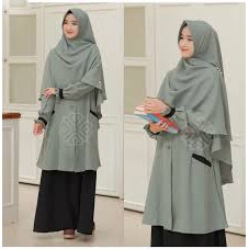 [ BISA COD ] ELBINA SET GAMIS + OUTER Size S M L XL ( MOSCREPE HQ)