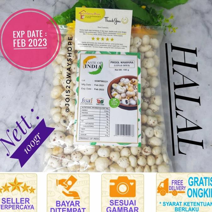 

Biji Teratai 100Gr / Taste Of India Phool Makhana 100Gr / Lotus Seed