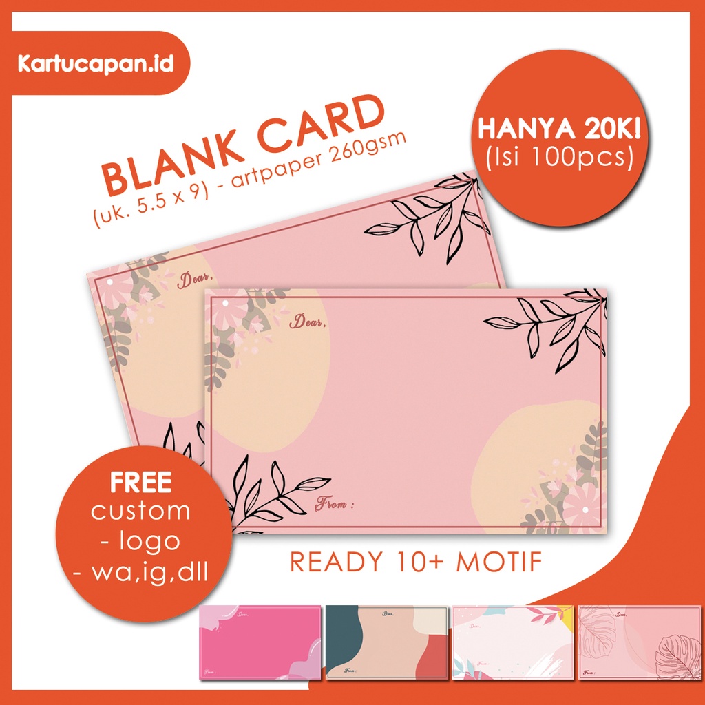 (100PCS) KARTU UCAPAN / BLANK CARD / KARTU UCAPAN KOSONG / GREETING CARD
