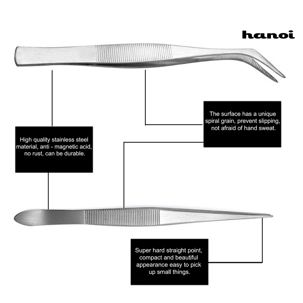 HQTM_Stainless Steel Multifunctional Elbow Straight Clip Eyelash Grafting Tweezers