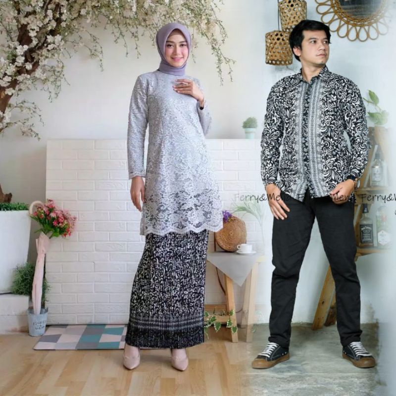 READY. COUPLE TUNIK BROKAT//COUPLE KEBAYA KURUNG BROKAT//GROSIR KEBAYA TANAH ABANG