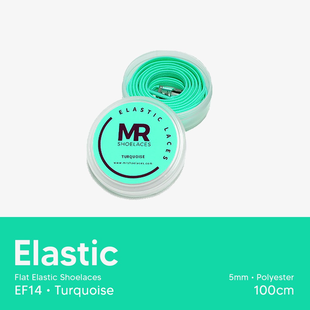 MR Shoelaces EF14 Elastic Tosca (Turquoise) Tali Sepatu Flat Elastis 100cm