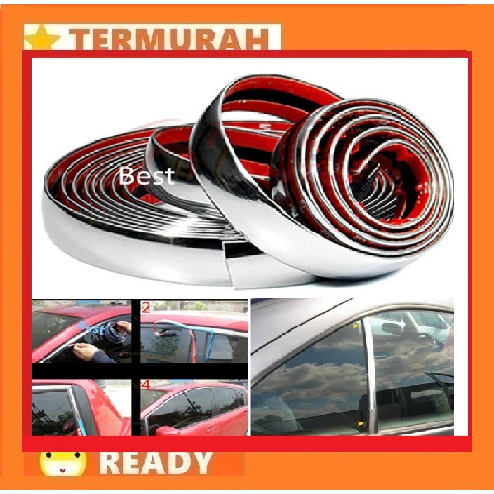 List Lis Mobil Chrome 15M 20MM Body Moulding Trim 20MM Panjang 15M Universal Mobil Yaris Vios Innova
