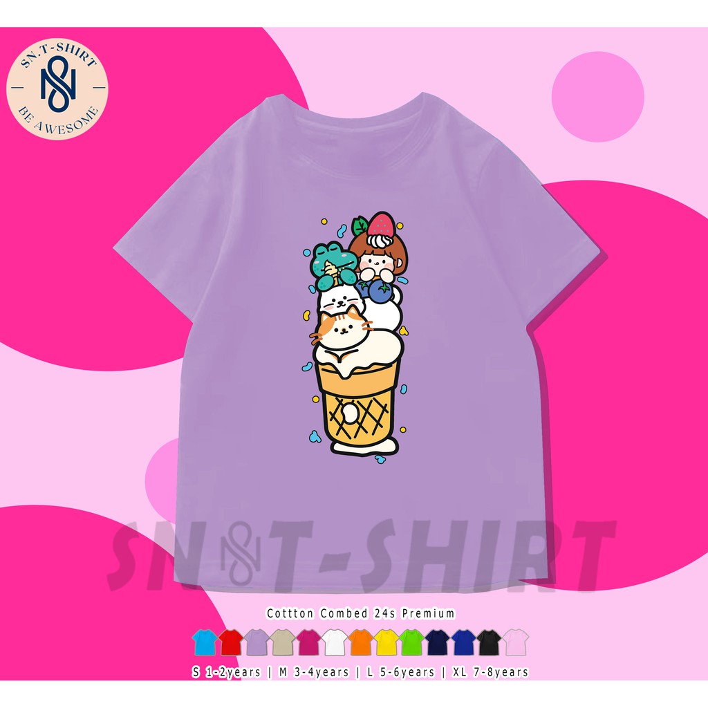Kaos Anak Perempuan Ice Cream Lucu / Baju Kaos Anak Lengan Pendek Lucu Cute Ice cream Import Korea /