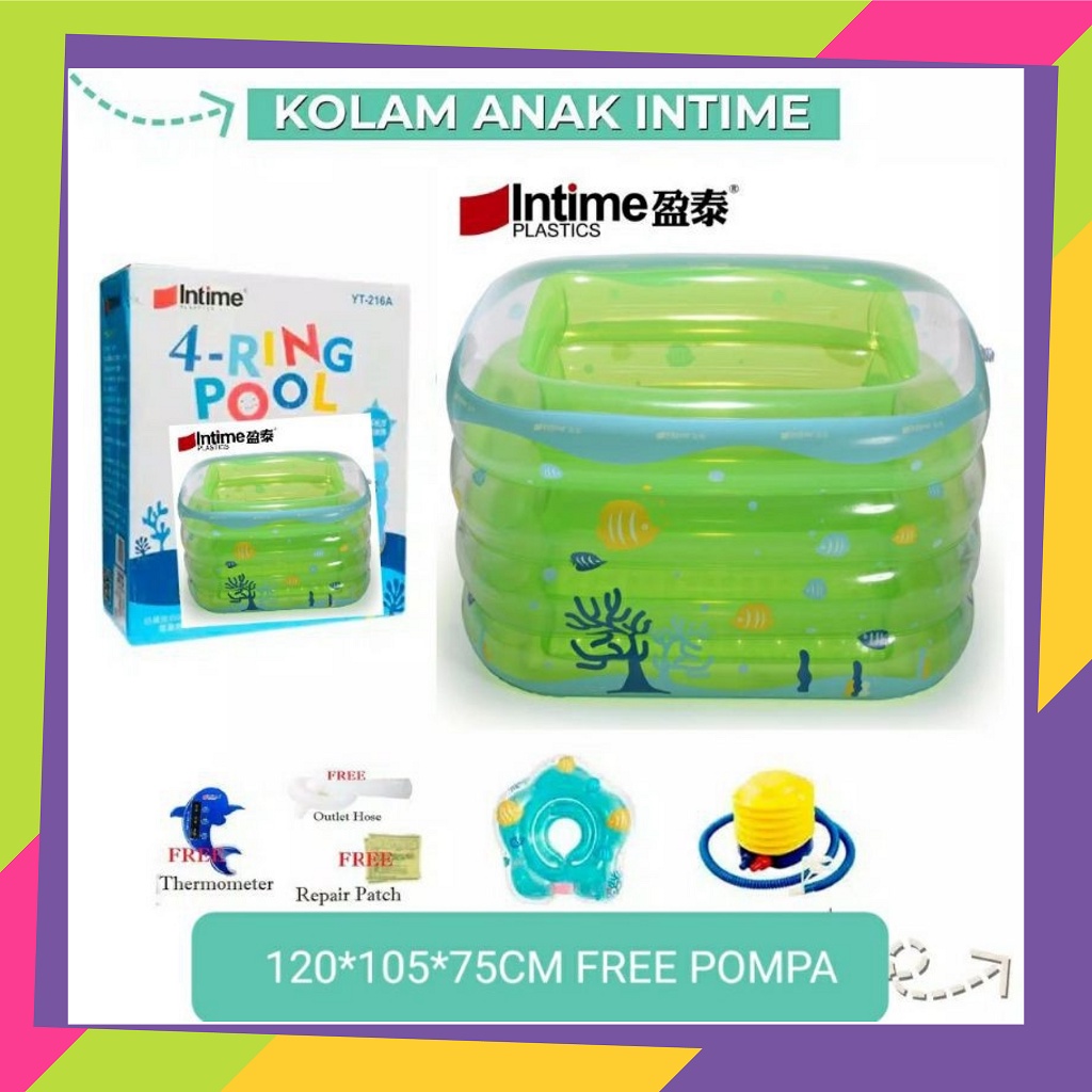 1188 / Kolam renang kotak Intime  Baby 4 Ring /  Ukuran 120cm x 105cm x 75cm