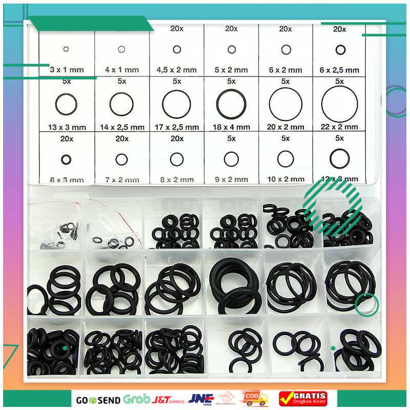 (BISA COD) FTIHSHP Karet Rubber O Ring Seal Tightening 225 PCS - E436