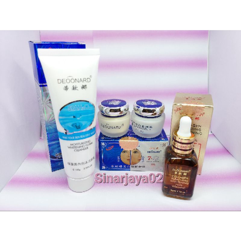 CREAM DEONARD BIRU SET S/M + FACIAL FOAM TUBE DEONARD + SERUM DEONARD GOLD colagen bleacing ORIGINAL