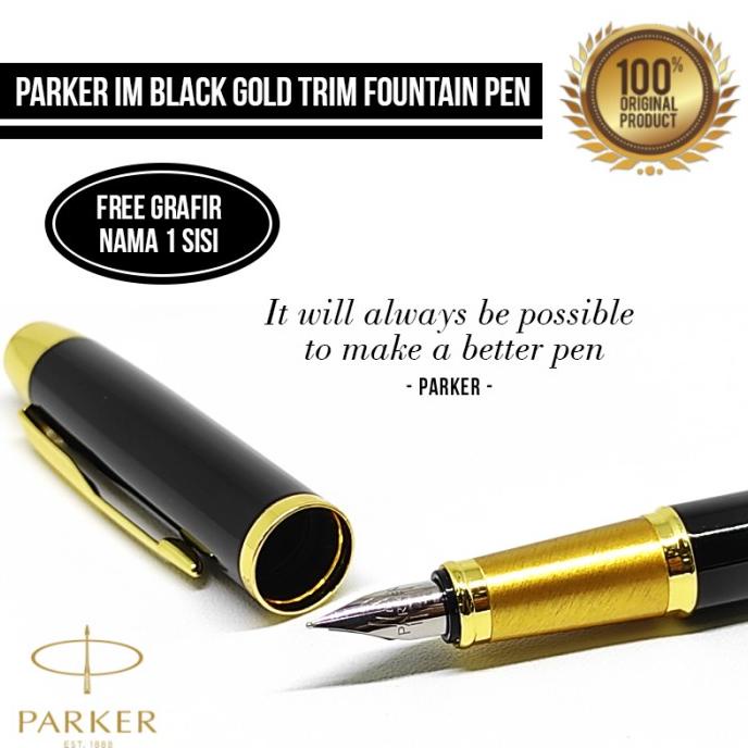 PARKER IM BLACK GOLD TRIM FOUNTAIN PEN ORIGINAL
