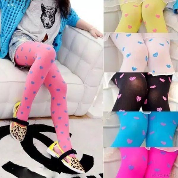 Stocking anak hitam motif hati import tebal
