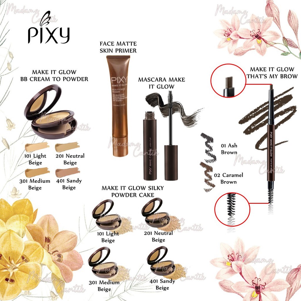 ✿ MADAME ✿ PIXY MAKE IT GLOW SERIES MAKE UP PRIMER BB CREAM POWDER ORIGINAL