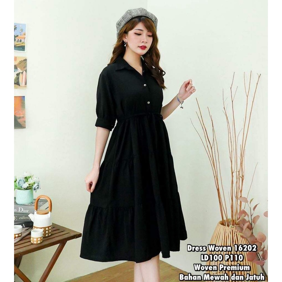 BEFAST - ZFF OOTD Dress RYUNA / Woven Dress / Dress Perempuan / Pakaian Wanita Kondangan/Pesta / Dress Maxy Casual / Dress Polos Formal / Outfit Wanita Modis / Terbaru 2022