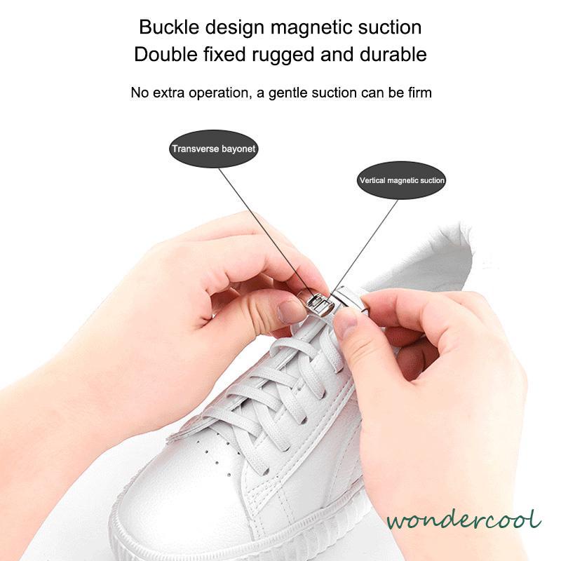 Tali Sepatu Magnetic lazy lace elastic shoelace tali sepatu Simple elastis -Won