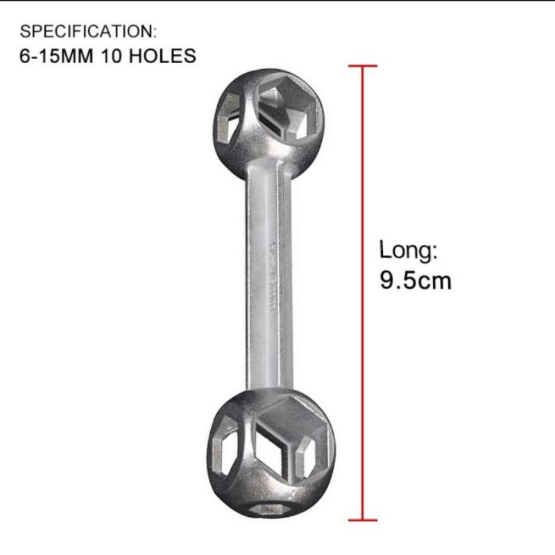 Kunci pas tulang 10 in 1 ukuran 6-15 sepeda mini hex