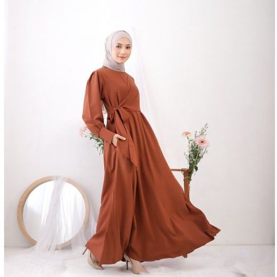 BAJU DRESS GAMIS BRUKAT  DEWASA TERBARU ABAYA MUSLIM SYAR'I MODERN LADY ZARA MAXI MODEL BALON - RAYA-3