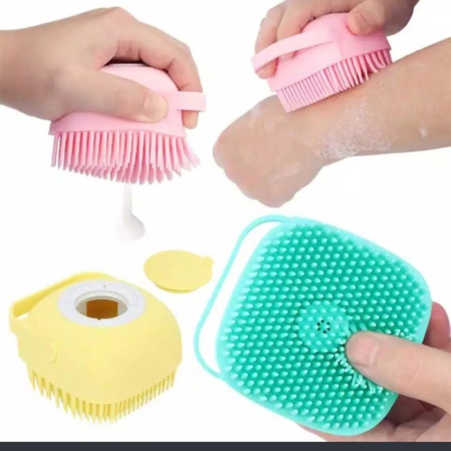 Sikat mandi silikon dispenser sabun serbaguna baby bath brush shower anak soap perlengkapan bayi set