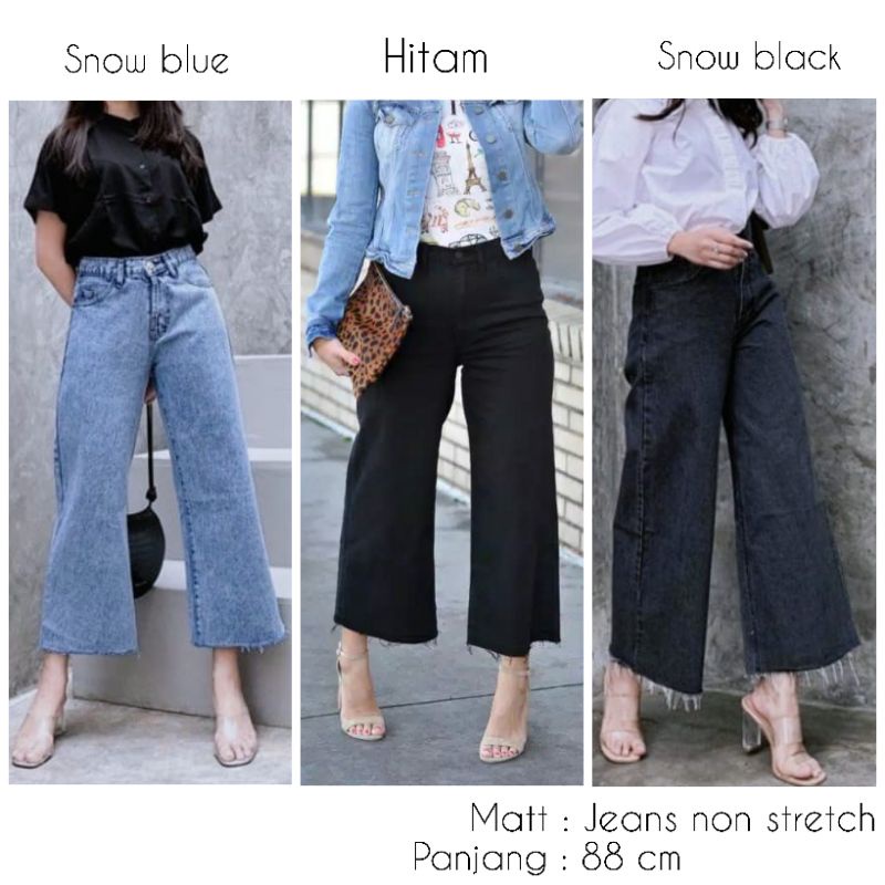 KULOT UNFINISHED JEANS KEKINIAN HW JEANS / CELANA HIGHWAIST JEANS /  HAIGH WAIST JEANS / HW MURAH PUTIH