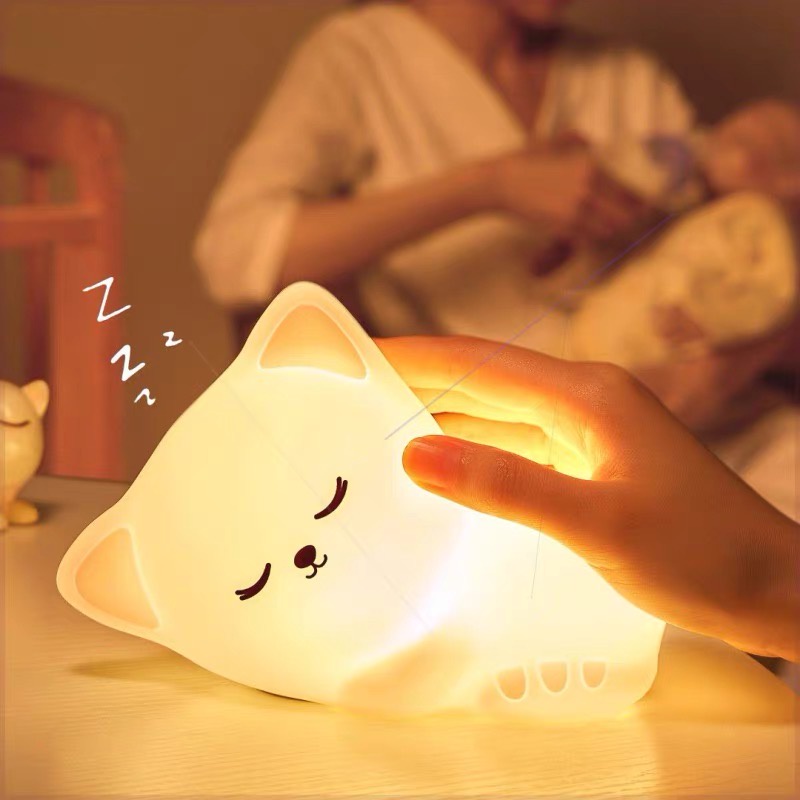 Lampu Tidur Silikon Sensor Sentuh Kucing Night Light Silicone Cat Lamp