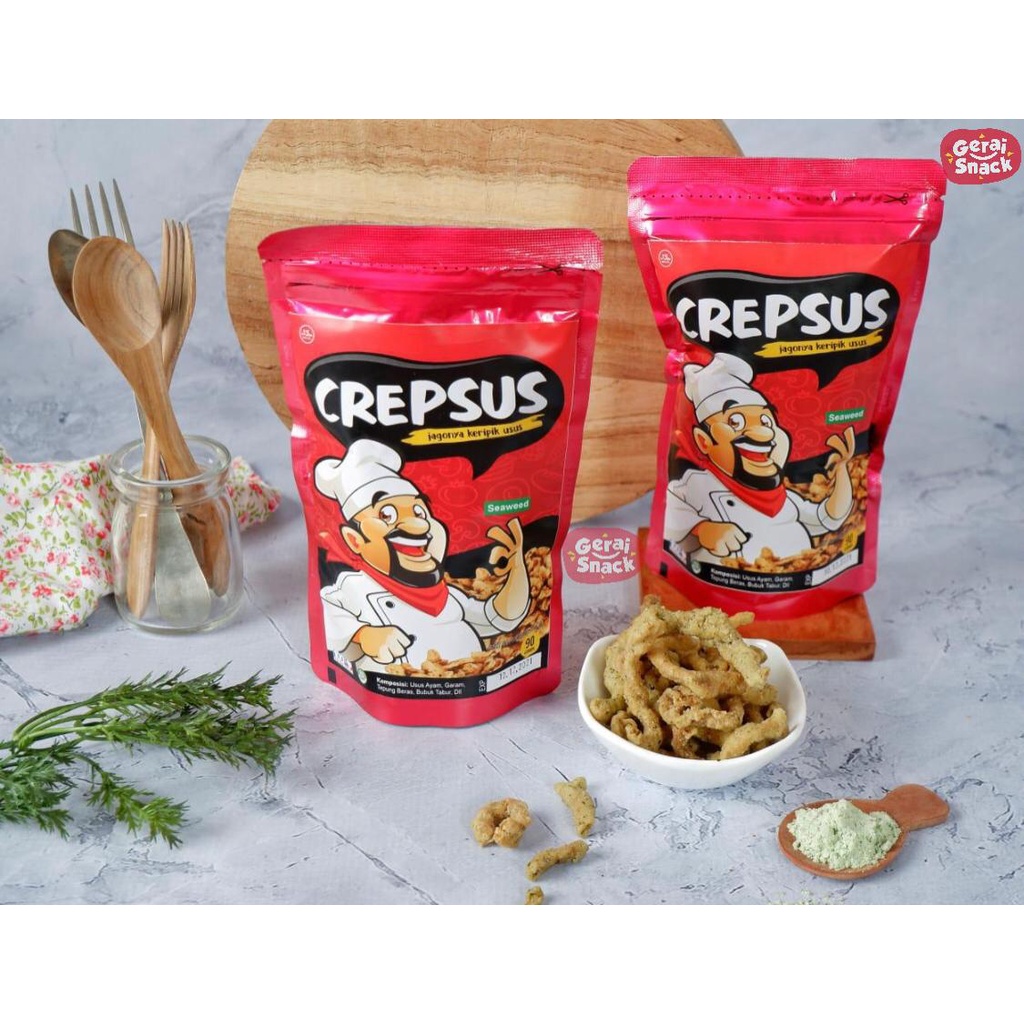 Crepsus Keripik Usus Ayam Gurih Extra Crispy Aneka Rasa Best Seller (90gr)