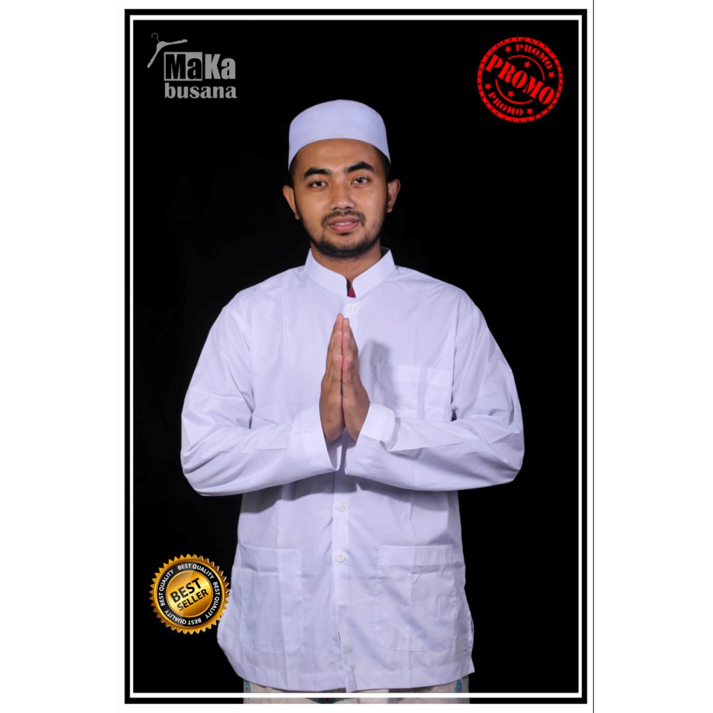 Baju Koko Putih Polos - Baju Koko Haibah - Baju Koko Habaib - Busana Muslim Pria - HIGH QUALITY