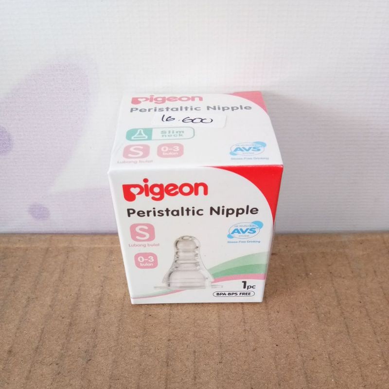 PIGEON PERISTALTIC NIPPLE SLIM NECK 1PC S, M, Y, L