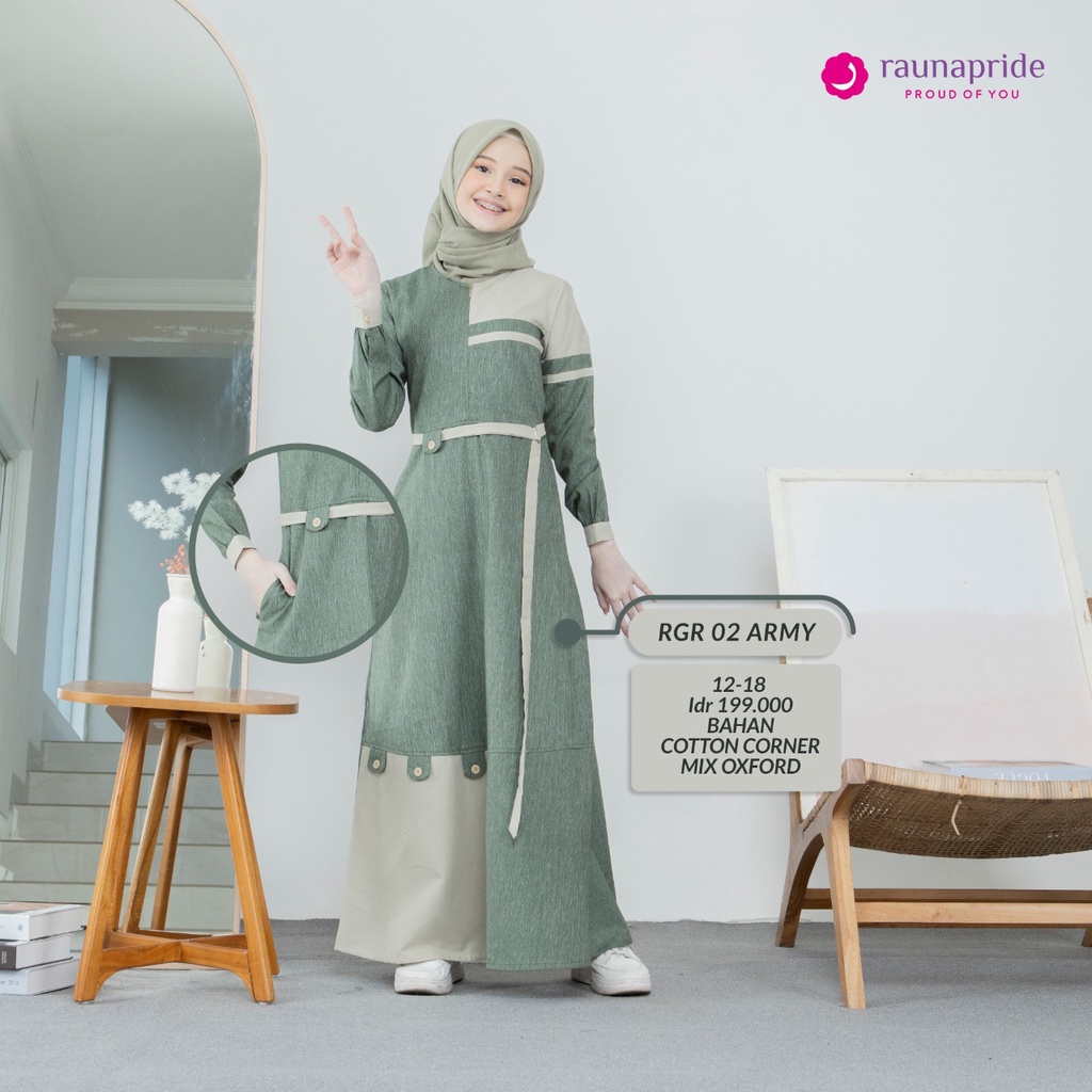 GAMIS MUSLIMAH RAUNA ( REMAJA ) RGR 02 ARMY