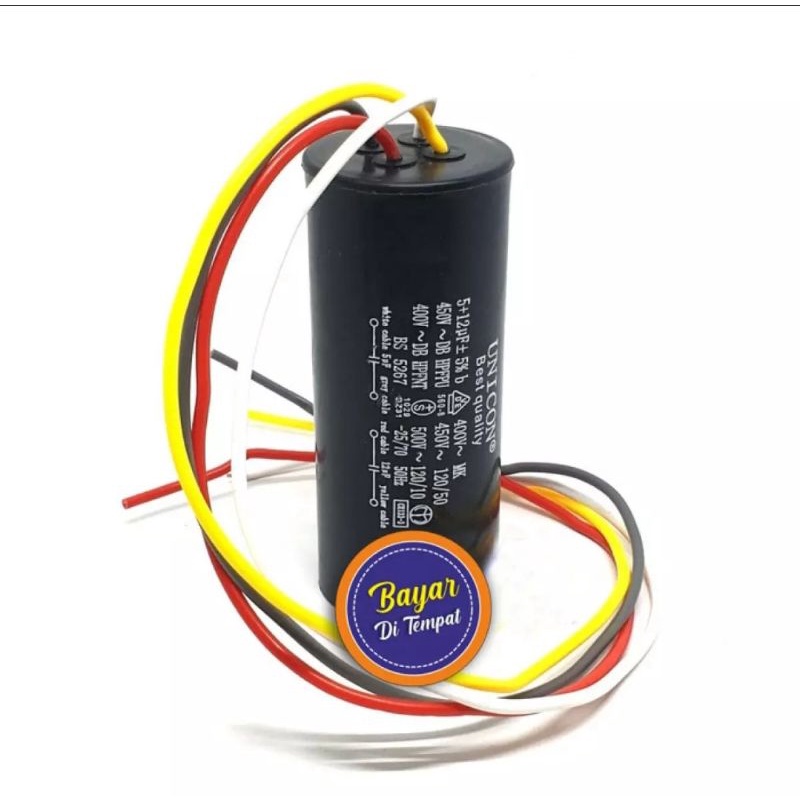 KAPASITOR MESIN CUCI 5+12UF Double Mikro