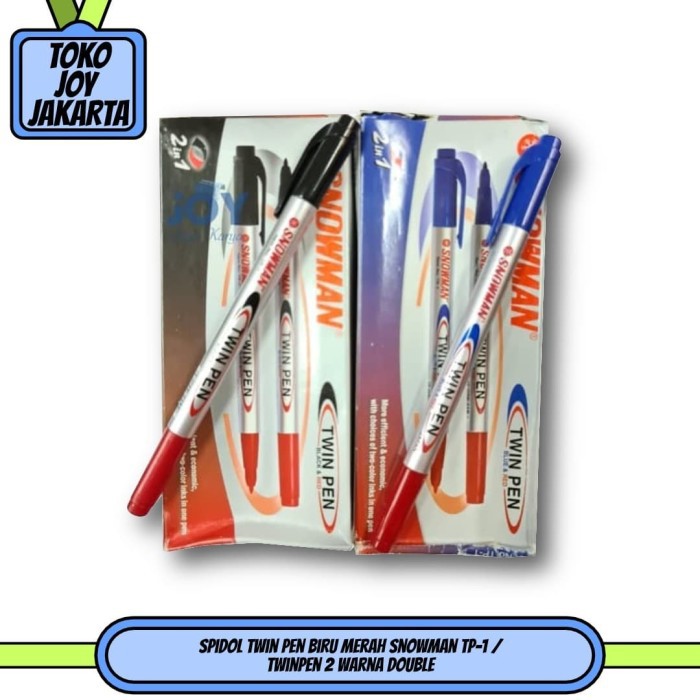 

Spidol Twin Pen Biru Merah Snowman TP-1 / Twinpen 2 Warna Double