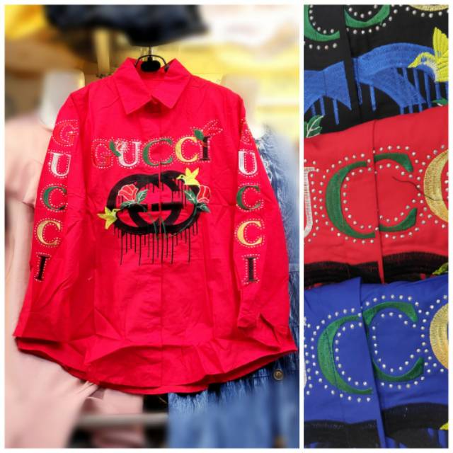 OBRAL SALE ATASAN Kemeja katun remaja wanita bunga bordir bling - bling KEMEJA PEREMPUAN KATUN JEPAN