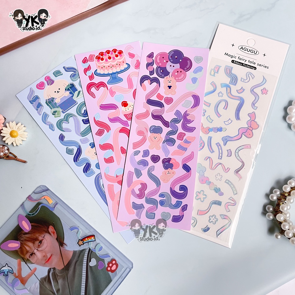 

STICKER PARTY PESTA AESTHETIC SCRAPBOOK JURNAL KPOP PHOTOCARD POLAROID / Ribbon Cute Bear Cake Dog Sticker / Sticker Deco / Decoration Sticker / Confetti Sticker / Stiker
