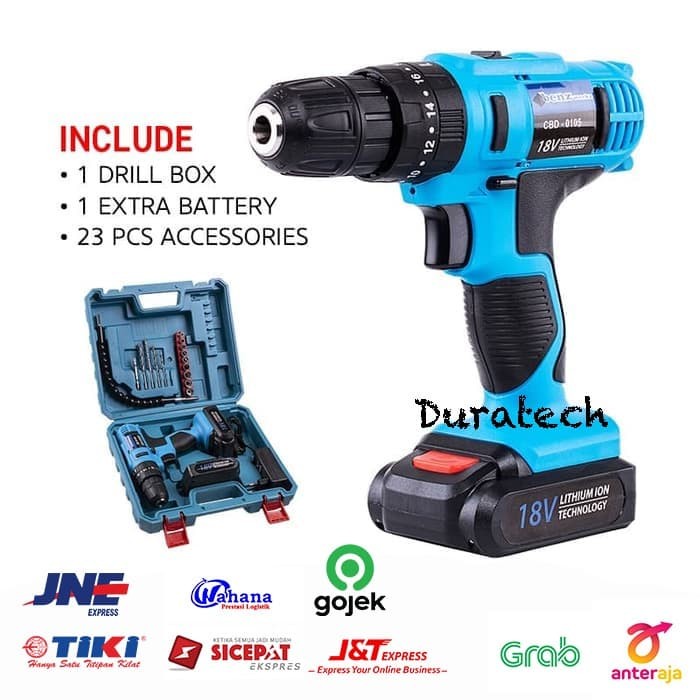Promo Bor Baterai Cordless Lmpact Drill 18V / Bor Tangan Torque Baterai Benz Werkz Dan Cordless