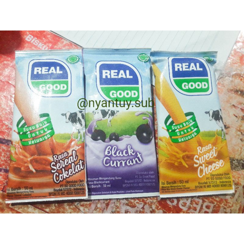 

Real Good Susu Bantal 50ml Rasa Cokelat, Blackcurrant, Sweet Cheese
