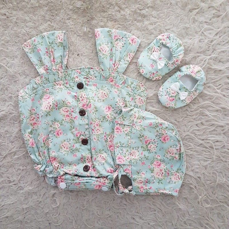 baju bayi Shabby flower jumper