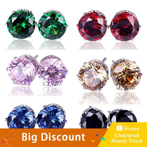 [ONE] Unisex Ear Studs Elegan Semua Pertandingan Cubic Zirconia Bulat Anting Indah Untuk Pacaran