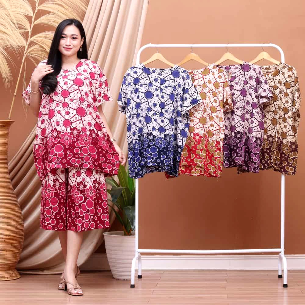 BAJU TIDUR WANITA SETELAN ONESET PIYAMA KULOT SUPER JUMBO KEKINIAN  BUSUI BUMIL ( ARISKA HAVANA FELDA KARIN )-KULOT JUMBO KARIN