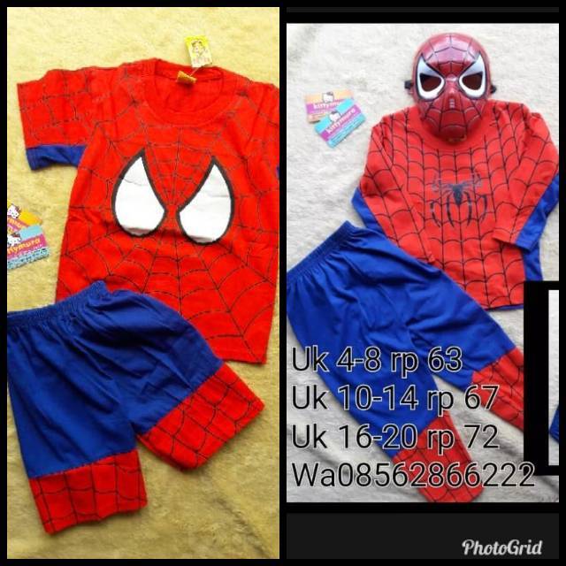 Paket Baju stelan costume cosplay anak spiderman