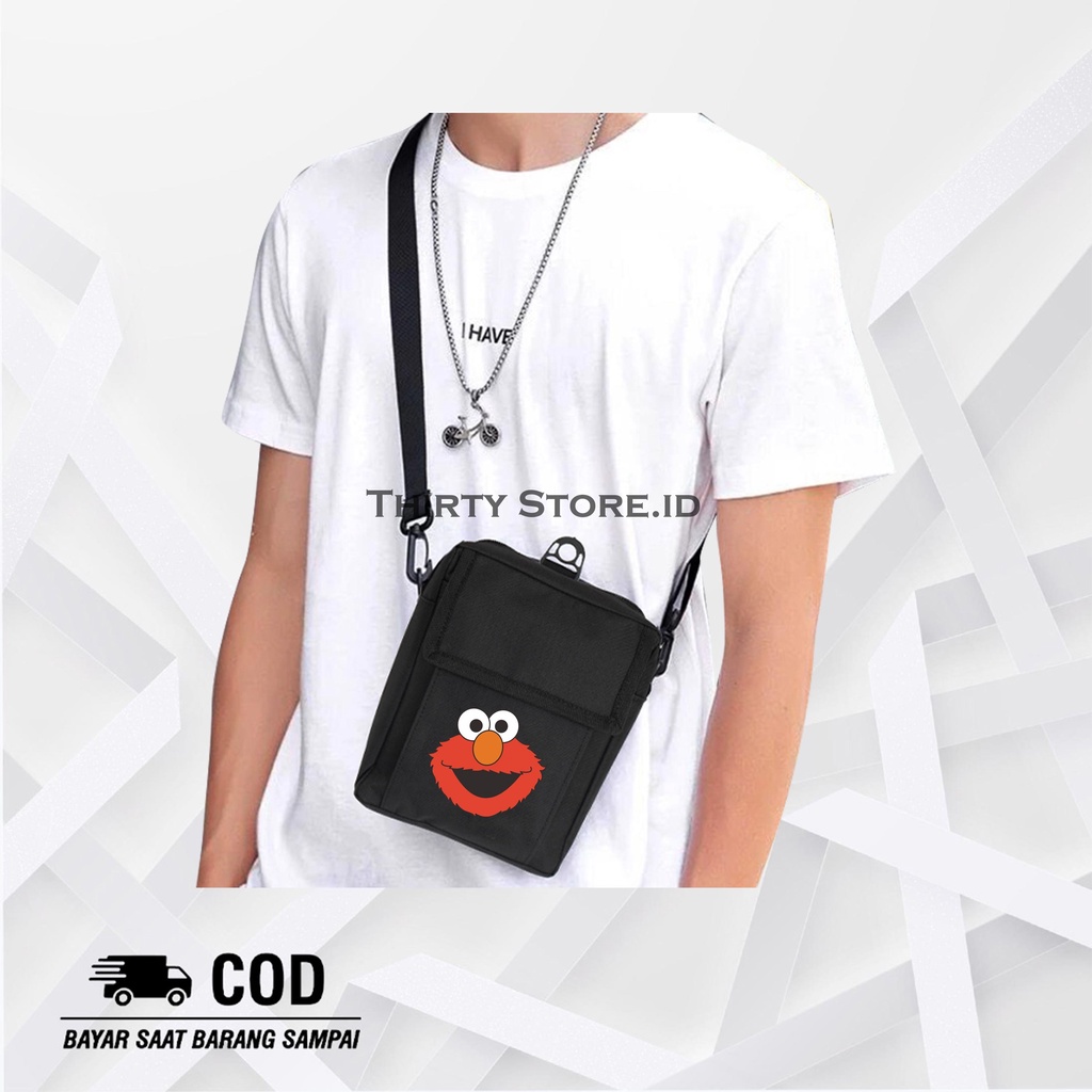 Tas Selempang Pria Dan Wanita Slingbag Bag Mini Elmo Bahan Canvas Harga Grosir | Thirty Store.Id