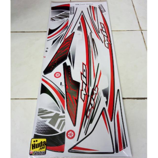 Striping lis sticker variasi mio soul "MIO MX" putih/toska/merah