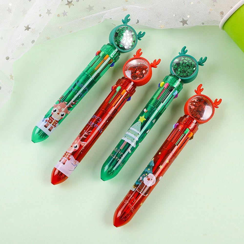 Preva 4PCS Pena Ballpoint Natal Home Decor Elk Sd Merry Christmas Alat Tulis