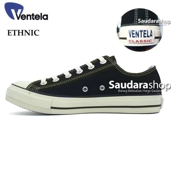 Sepatu Ventela Ethnic Black Natural Low / Ventela Ethnic Black Natural