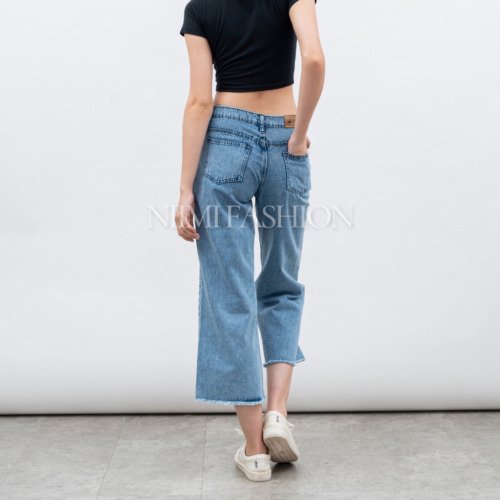 NIMI - Claudya Ripped jeans Celana Kulot Jeans Boyfriend Highwaist Wanita